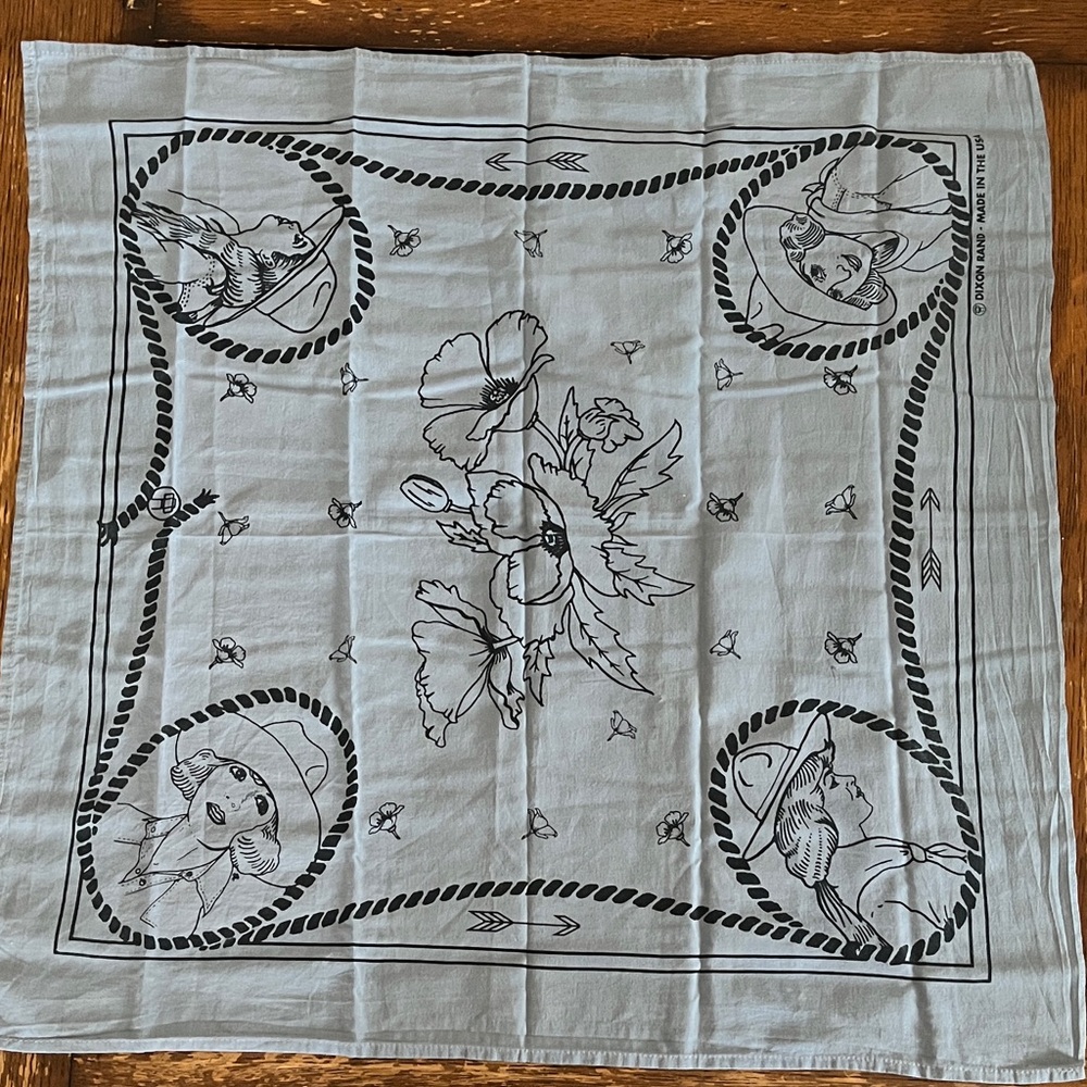 Blue Bandana with Floral and Animal Print
